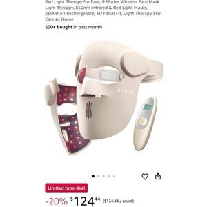 Red Light Therapy For Face, 9 Modes Wireless Face Mask Light Therapy, 850nm